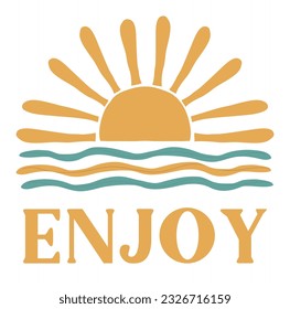 modern, summer collage in retro style. sun, waves, beach, abstract illustration in a minimalist hand-drawn style. for print, banner, postcard, card. art vector background.