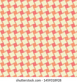 Modern Summer Coral Graphic Seamless Vector Houndstooth pattern on a pale yellow ground