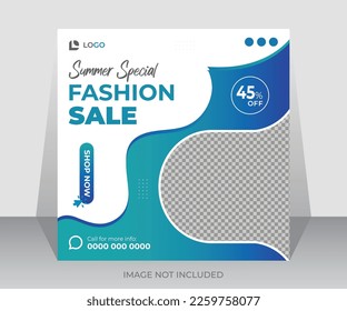 Modern summer fashion sale social media post design template