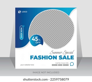 Modern summer fashion sale social media post design template