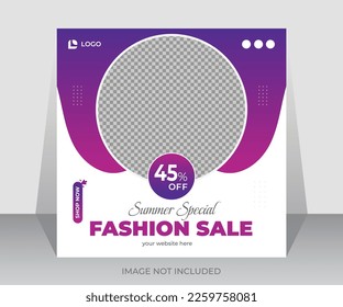 Modern summer fashion sale social media post design template