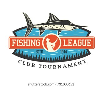 Modern Summer Fishing Logo Badge Illustration, Ideal For Fishing Club, Tournament, Restaurant, Fashion Apparel, Patch, Sticker, Sign, Event, And Many Other Fishing Related Activities