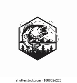 Modern summer fishing logo Mascot badge Vector Design illustration
