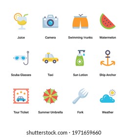 Modern Summer Holiday flat icons vector collection. Concepts and design elements for mobile and web applications.
