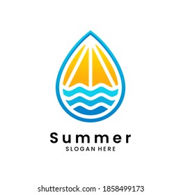 Ilustración vectorial del logotipo de verano moderno, aislada con diseño de agua de gota