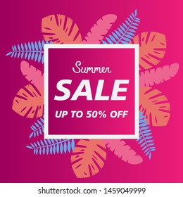 Modern Summer Sale up to 50% Gradient Banner and Poster Background .