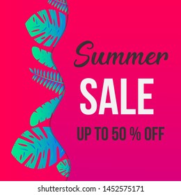 Modern Summer Sale Discount Special Offer Gradient banner, poster and background for retail, market, supermarket and social media Use.