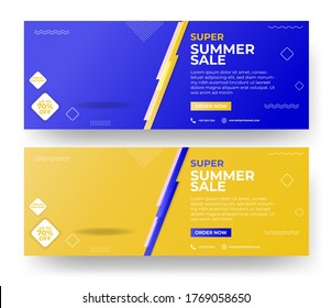 Modern summer sale web banner template set Premium Vector