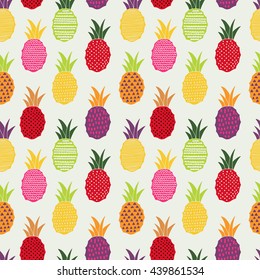 Moderno patrón de verano sin fisuras. Fondo de piña de dibujo manual para diseño web y gráfico