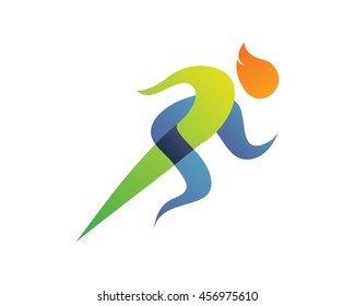 Modern Summer Sports Logo Symbol - Running Silhouette