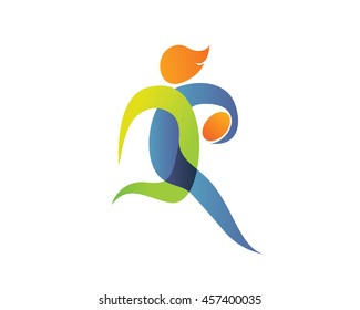 Modern Summer Sports Logo Symbol - Rugby Silhouette