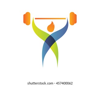 Modern Summer Sports Logo Symbol - Weightlifting Silhouette