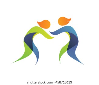 Modern Summer Sports Logo Symbol - Wrestling Athlete Silhouette