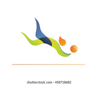 Modern Summer Sports Logo Symbol - Beach Volleyball Athlete Silhouette
