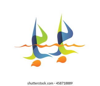 Modern Summer Sports Logo Symbol - Synchronized Swimming Athlete Silhouette