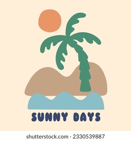 modern summer tropical island illustration