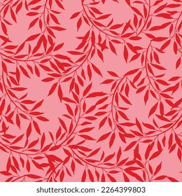 Modern summer tropical leaves seamless pattern design. Vector hand-drawn leaves seamless pattern. Abstract trendy floral background. Pattern for wrapping paper or fabric.