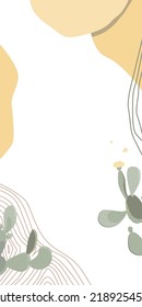 Modern summer vertical abstract background template with prickly pear cactus. Vector illustration.