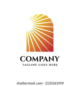 modern sun on window logo design