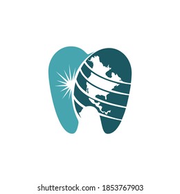 modern sun rise dental health globe vector icon