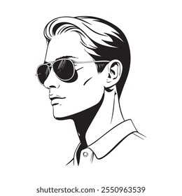 A modern sunglass vector silhouette with white background
