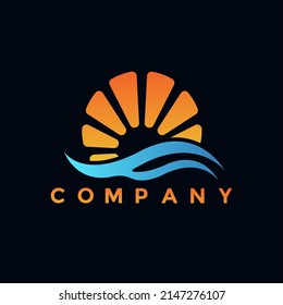 Modern sunset logo illustration design