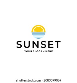 Modern SUNSET sun spherical shadow logo design