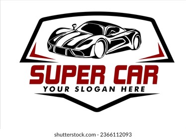 Modern super car, sports car vector logo emblem, sticker template silhouettes, outlines, isolated
side view, for auto dealer, garage, car rental