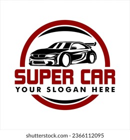 Modern super car, sports car vector logo emblem, sticker template silhouettes, outlines, isolated
side view, for auto dealer, garage, car rental