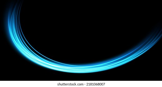Modern and super natural abstract high speed motion. Dynamic speed leaving behind light trails of movement on a dark blue background. Technology template for background, design, banner or poster.

