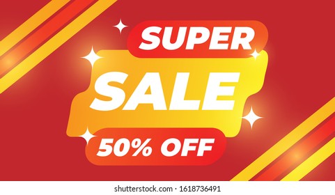 modern Super Sale 50% Off sale banner, flyer and poster design for social media,presentation and business template vector HD