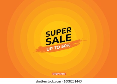 Modern super sale banner background vector illustration, web banner design, discount card, promotion, flyer layout, ad, advertisement, printing media.