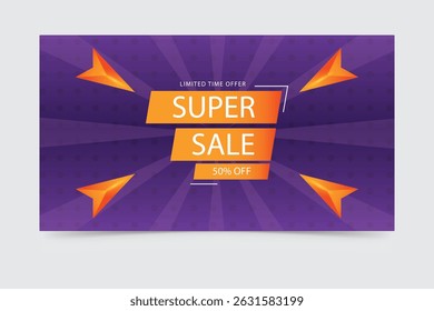 Modern super sale banner with bold typography, perfect for limited-time promotions.