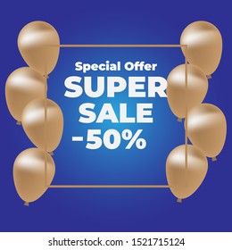 Modern Super Sale Banner and Poster Background Vector. Editable Text and Color.