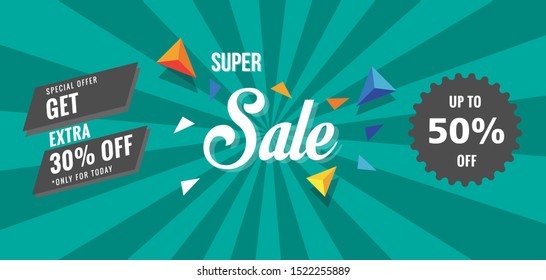 Modern Super Sale Banner and Poster Background Vector. Editable Text and Color.
