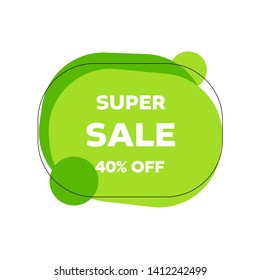 Modern super sale concept, great design for any purposes. Trendy icon for the discount banner in green colors. Vector advertising illustration in flat style. Business label promo offer. 