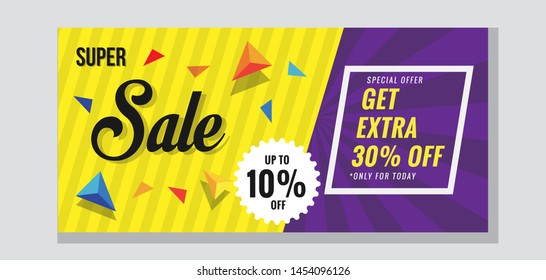 Modern Super Sale Special Offer Extra Discount Banner and Poster for retail, market, supermarket and social media use.