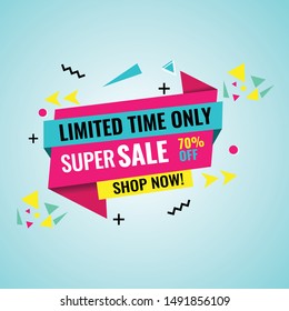 Modern Super Sale Special Offer Discount For Retail, Market, Supermarket And Social Media Use. - Vector
