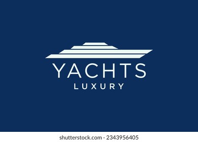 Modern super yacht vector logo design. Luxury yacht club logo line icon