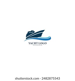 Modern super yacht vector logo design. Luxury yacht club logo line icon