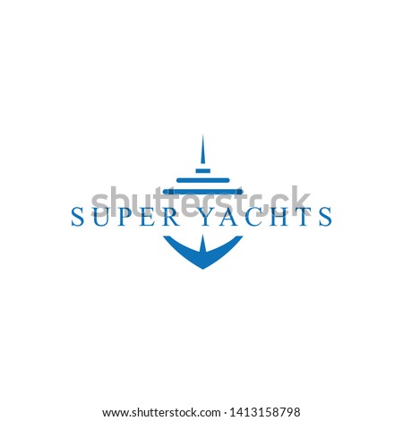 modern super yacht vector logo design