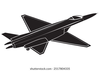  A modern supersonic plane silhouette vector,icon on white background.