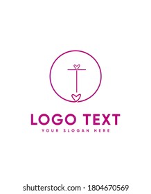 Modern super-unique valentine themed letter type T logo template, Vector logo for business and company identity 