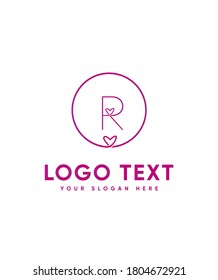 Modern super-unique valentine themed letter R type logo template, Vector logo for business and company identity 