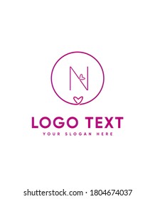 Modern super-unique valentine themed letter type N logo template, Vector logo for business and company identity 