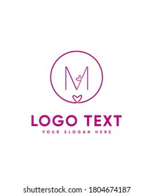 Modern super-unique valentine themed letter type M logo template, Vector logo for business and company identity 