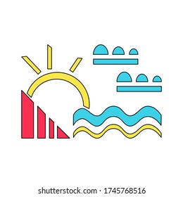 Modern, Suprematist style vector composition on the theme of nature, tourism, recreation.