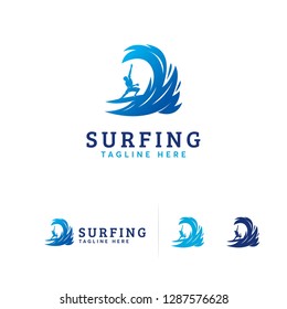 Modern Surfing logo designs concept vector, Sport Surf logo designs concept vector