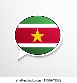 Modern Suriname country flag on speech bubble. Abstract languages concept flat illustration