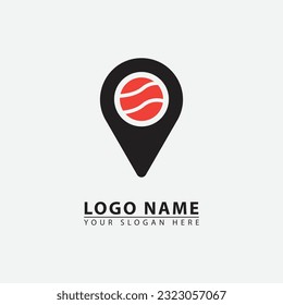 modern sushi location logo icon. Abstract vector graphics simple elegant flat illustration style.